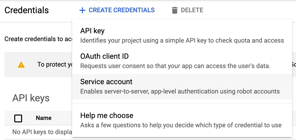 Google Service API Key